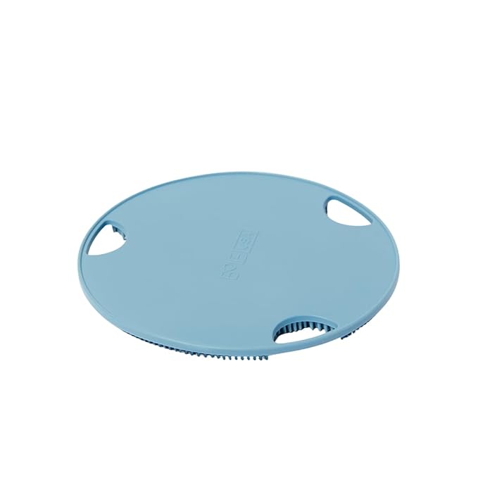 Boie USA Flat Body Scrubber - Soft Silicone-Like Exfoliating Shower Scrubber & Body Cleansing Brush - Stick-to-Wall Loofah Replacement - Antimicrobial Exfoliator for All Skin Types (Blue)