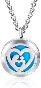 Wild Essentials Mother’s Heart Necklace Essential Oil Diffuser Kit, Lavender, Lemongrass, Peppermint, Orange Oils, 12 Refill Pads, Calming Aromatherapy Gift Set, Customizable Color Changing, Perfume