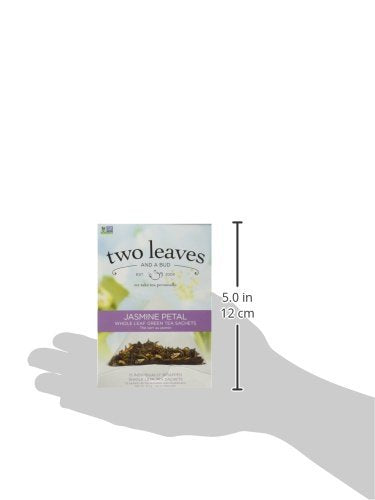 Two Leaves and a Bud Jasmine Green Tea Bags, 15 Count (Pack of 6) Whole Leaf Green Tea in Pyramid Sachet Bags, Compostable Sachets, Delicious Hot or Iced with Milk or Sugar or Honey or Plain