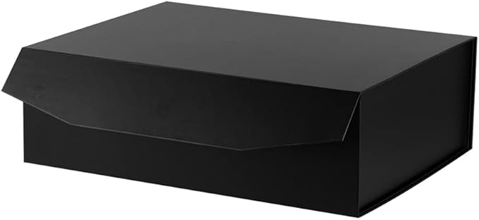 1 Pcs Matte Black Extra Large Gift Box with Lid, 16.5x13x5.3 Inches, Hard Magnetic Giant Gift Boxes for Presents Clothes Robe Wedding Dress Sweater,Reusable Foldable Bridesmaid Proposal Box