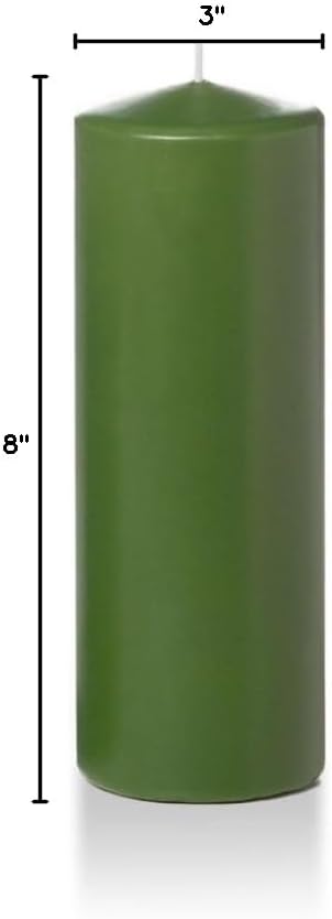 yummi 3" x 8" Green Tea Round Pillar Candles - 3 per Pack
