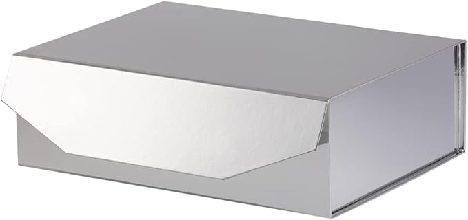 1Pcs 13x9x4 Inches Silver Gift Boxes with Lids for Presents Magnetic gift box large Gift Box for Bridesmaid Proposal,Groomsman (Glossy Silver)