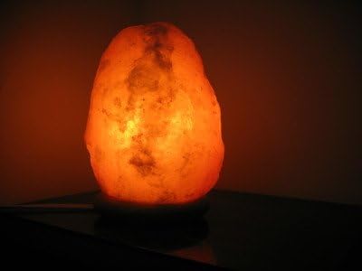 Himalayan Salt Crystal Lamp with Wooden Pedestal, 6-10lbs, ~8.5in Height