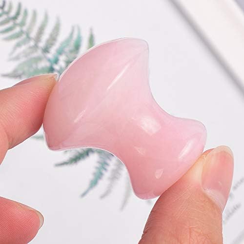 LZLRUN Rose Quartz Jade Roller Real Jade Gua Sha Board Mushroom Massager Face Lifting Tool Facial Guasha Massage Tool (Mushroom Shape)