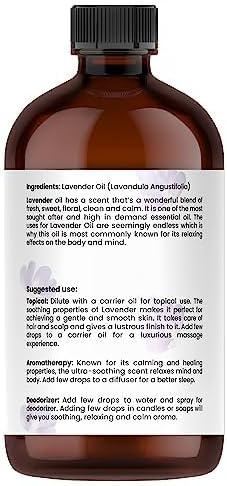 Lavender Essential Oil - Huge 4 Fl Oz - 100% Pure and Natural Lavender Oil - Premium Grade Essential Oils for Diffuser, Aromatherapy, Soap and Candle Making