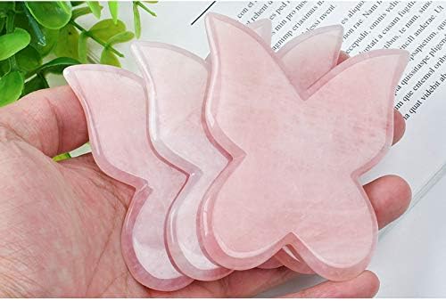 LZLRUN Rose Quartz Jade Roller Real Jade Gua Sha Board Mushroom Massager Face Lifting Tool Facial Guasha Massage Tool (Butterfly Shape)