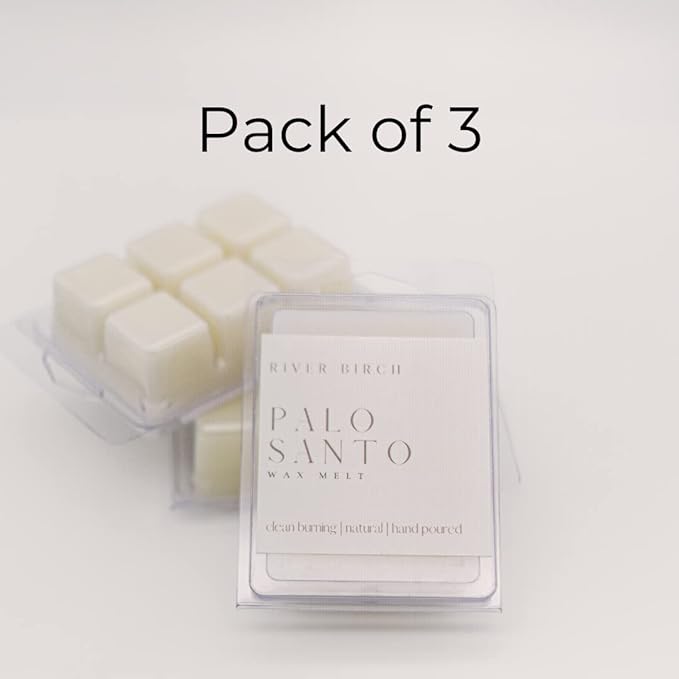River Birch Candles Palo Santo 3-Pack Soy Wax Melts | Premium, All-Natural, Non-Toxic | 7.5 oz. Total | Cozy Relaxing Gifts for Home | Made in USA
