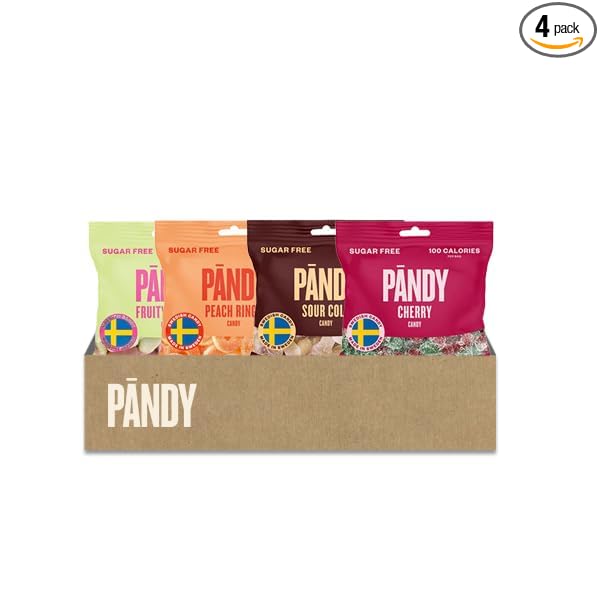 PANDY, Swedish Sugar Free Candy, Variety Pack (1.8 Ounce Bags, Pack of 4) - Healthy, Keto Gummy Candy, Low Calorie Sweets