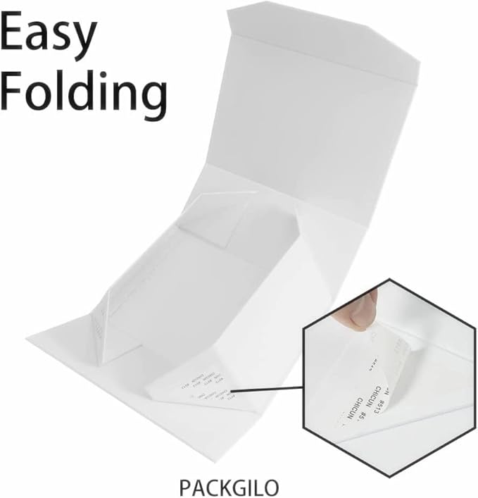 1PCS White Gift Box with Ribbon 9.5x7x4 Inches,Sturdy Gift Box with Lid for Gift Packaging, Foldable Magnetic Closure Storage Boxes, Bridesmaid proposal box, Rectangle Collapsible Box