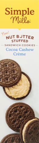 Simple Mills Cocoa Cashew Crème Sandwich Cookies - Gluten Free, Vegan, Healthy Snacks, 6.7 Ounce (Pack of 2)