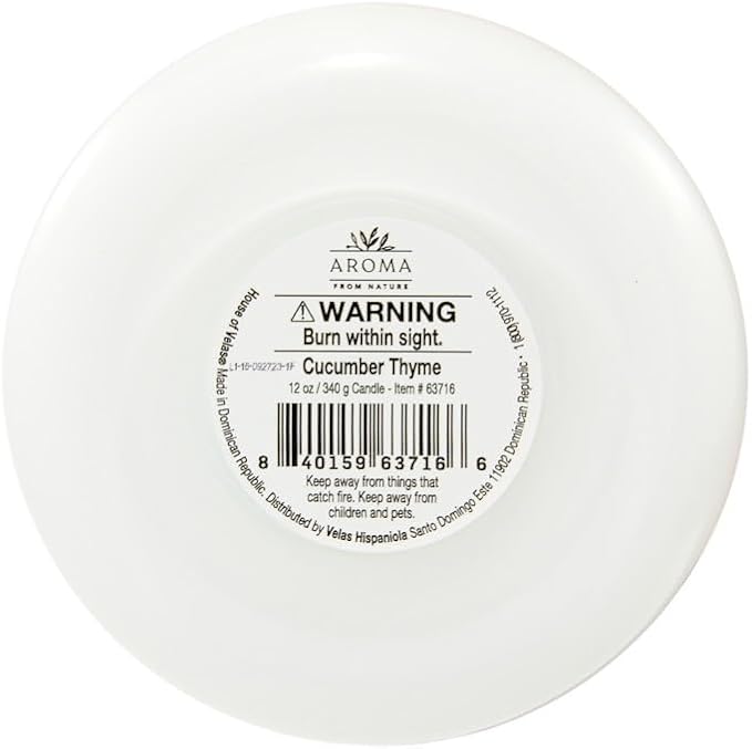 Aroma from Nature Wellness Collection Candle, 12 oz, 2 Cotton Wicks, Cucumber Thyme, Large Painted Jar