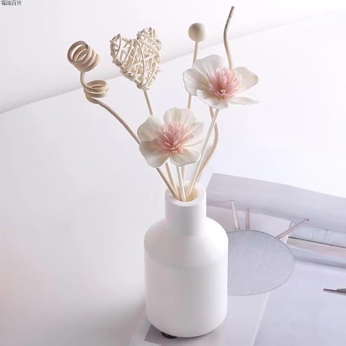 20pc Rattan Flower Oil Diffuser Set, Refill Rattan Sticks for Office & Home Decor