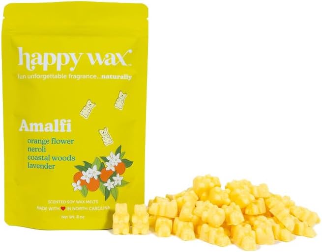 Happy Wax Amalfi Scented Bear Wax Melts - Natural Strong Summer Scented Wax Melts Infused w/Essential Oils - Non Toxic Wax Melt. Scented Soy Wax Melts for Warmers (8 oz Pouch)
