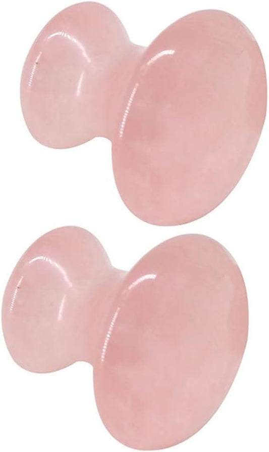 Uonlytech 2Pcs Gua Sha Tools Rose Quartz Mushroom Face Massager Health Jade Stones Mushroom Scraping Massage Tool for Women Home Spa, Pink