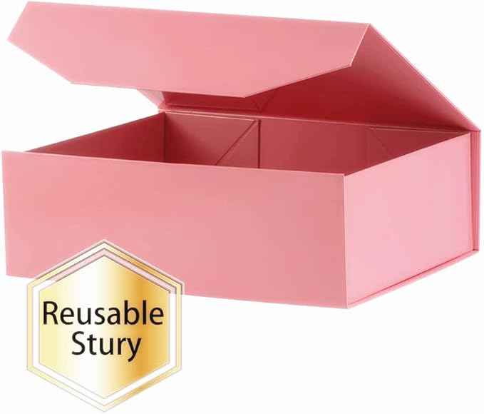 1Pcs 13x9x4 Inches Pink Gift Boxes with Lids for Presents Magnetic gift box large Gift Box for Bridesmaid Proposal,Groomsman (Glossy Pink)