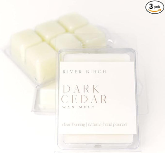 River Birch Candles 3 Pack Cedar Eucalyptus Scented Clean Natural Soy Wax Melts Tarts – Total 7.5 Oz., Gift Pack, Made in USA