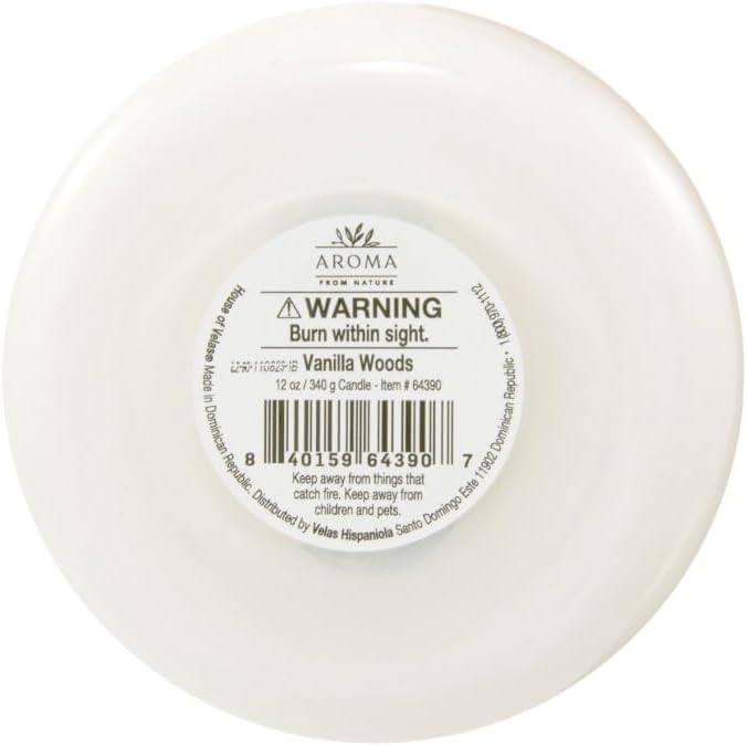 Aroma from Nature Wellness Collection Candle, 12 oz, 2 Cotton Wicks, Vanilla Woods, Large Painted Jar