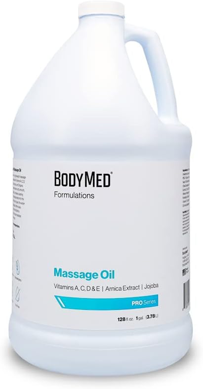 BodyMed Formulations Massage Oil, 1 gal. – Fragrance-Free, All-Natural Oil for Massage Therapy – Leaping Bunny Certified – with Arnica Extract & Jojoba – Non-Staining, & Paraben Free