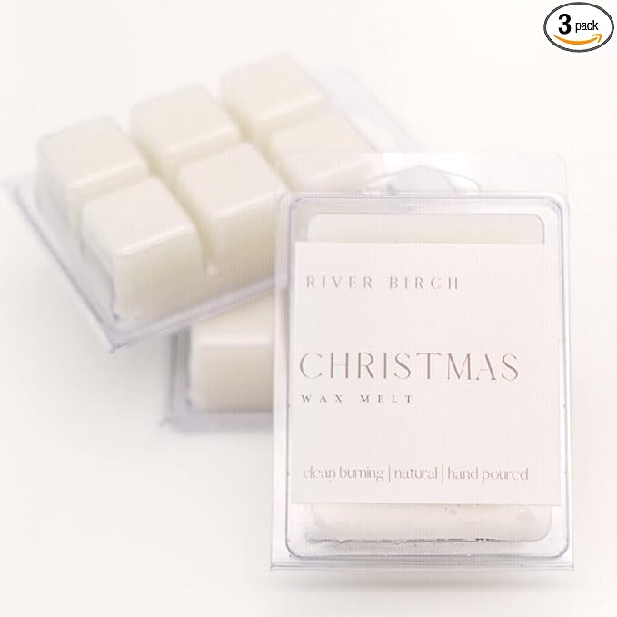 River Birch 3 Pack Christmas Scented Clean Natural Soy Wax Melts Tarts – Total 7.5 Oz. of Scented Wax Melts, Holiday Scent, Made in USA