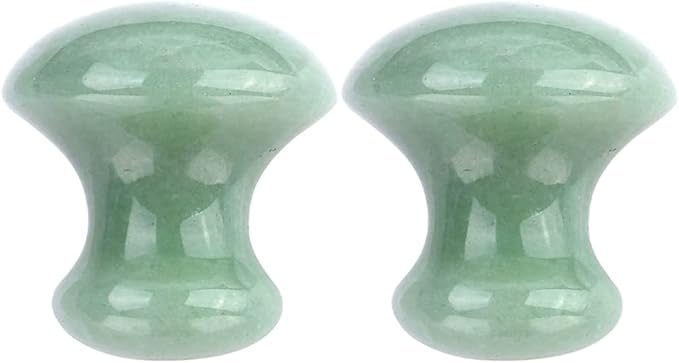 Uonlytech Ice Roller 2Pcs Facial Tools, Green Jade Quartz Massage Rollers Stones Scraping Massage Tool for Women Home Spa