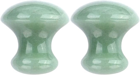 Uonlytech Ice Roller 2Pcs Facial Tools, Green Jade Quartz Massage Rollers Stones Scraping Massage Tool for Women Home Spa