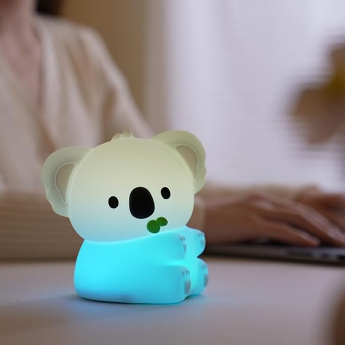 Cute Koala Night Light, LED Squishy Night Lamp, 7 Colors Dimmable Timer Nursery Nightlight for Kids, Rechargeable Touch Lamp, Dorm Decor, Kids Funny Gifts(Koala)