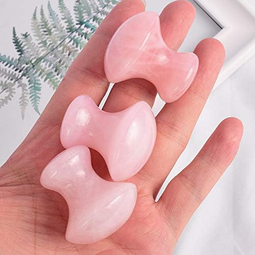 LZLRUN Rose Quartz Jade Roller Real Jade Gua Sha Board Mushroom Massager Face Lifting Tool Facial Guasha Massage Tool (Mushroom Shape)