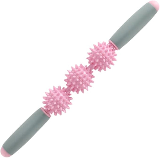 Fascia Muscle Roller Stick Hedgehog Massage Roller Yoga Stick Hand-held Body Massage Tool for Cellulite and Muscle Soreness,Physical Therapy &Recovery,Reduce Leg Cramps (Pink)