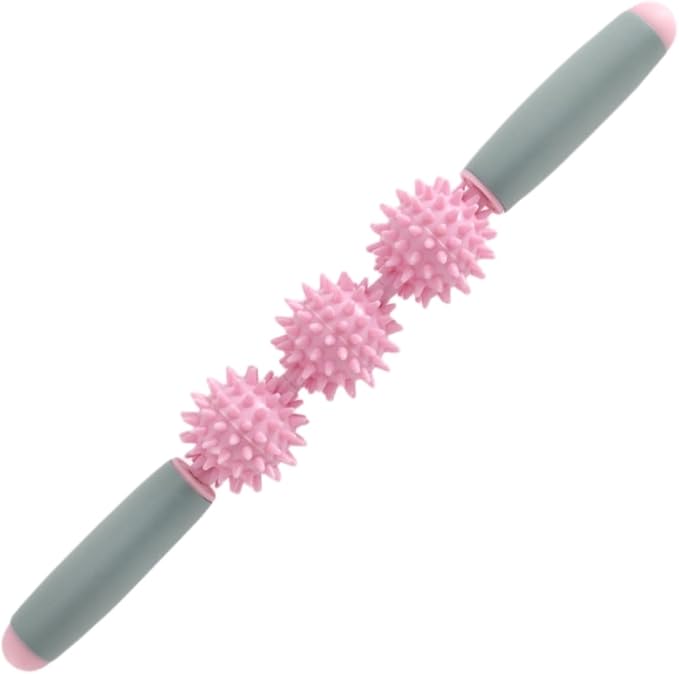 Fascia Muscle Roller Stick Hedgehog Massage Roller Yoga Stick Hand-held Body Massage Tool for Cellulite and Muscle Soreness,Physical Therapy &Recovery,Reduce Leg Cramps (Pink)