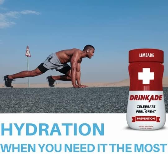 DrinkAde Prevention – Daily Wellness & Immunity Support Hydration Drink with Electrolytes, B Vitamins & Green Tea Extract – Sugar Free, 5 Calories, Vegan, Non-GMO (6 Pack, Lemon)