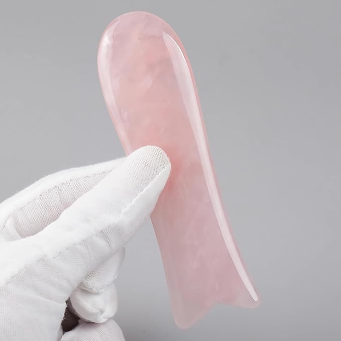 LZLRUN Rose Quartz Jade Roller Real Jade Gua Sha Board Mushroom Massager Face Lifting Tool Facial Guasha Massage Tool (Fish Shape)