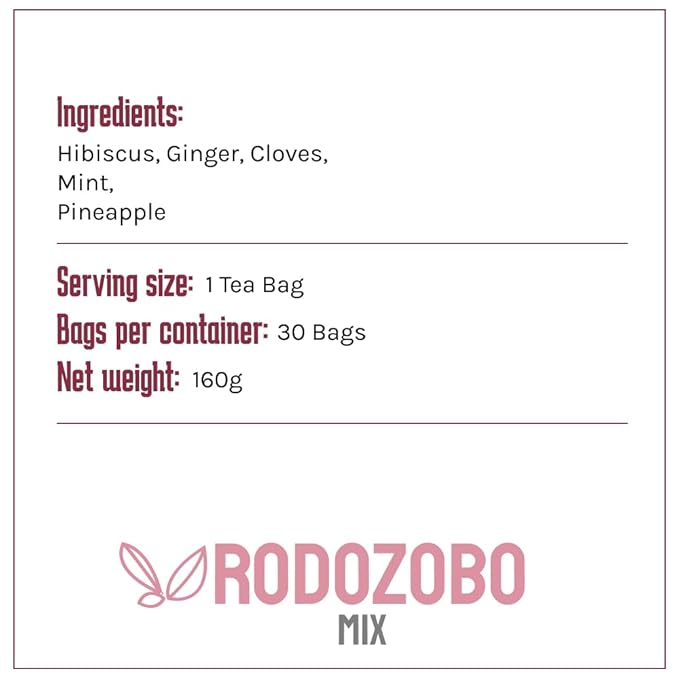 Hibiscus Tea Bags - 30 Count Premium Hibiscus Tea | Caffeine-Free | Sugar Free | Refreshing Wellness Herbal Tea Blend with Ginger, Mint, Cloves & Pineapple