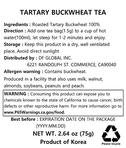 Damtuh Tartary Buckwheat Tea – Nutty & Refreshing Herbal Tea, Caffeine-Free, 50 Tea Bags (1.5g each)