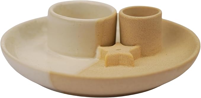 4 in 1 Incense Holder, Ceramic Incense Stick and Palo Santo Holder,Sage Holder for Burning- 5.5" Ceramic Ash Catcher Tray for Meditation and Yoga Room (Star Sand)