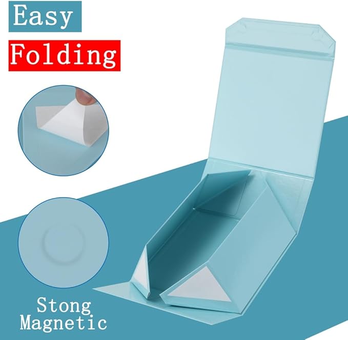 1 Pcs 6x6x3 Inch Blue Magnetic Gift Box Small Magnetic Box with Crinkle Paper Blue Small Gift Box with Shredded Paper Luxury Gift Boxes with Lids for Presents