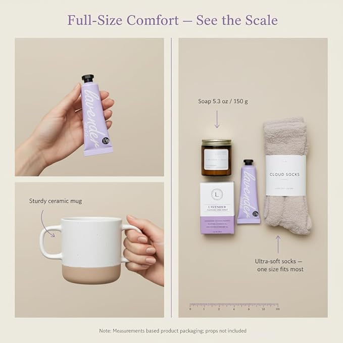 Unboxme Spa Gift Basket for Women - Lavender Self Care Gifts with Candle & Bath Bombs - Relaxation Care Package for Birthday, Get Well Soon, Christmas, Valentine's Day