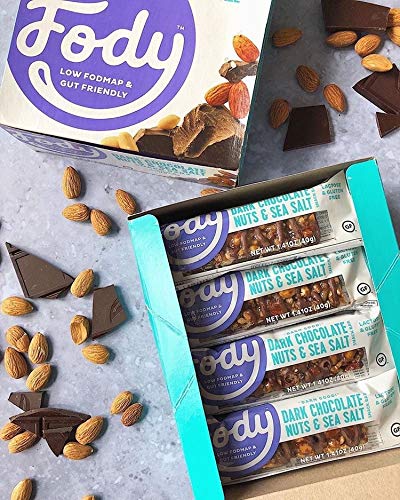 Fody Foods Snack Bars, Dark Chocolate Nuts & Sea Salt, 1.41 Oz (Pack of 12), 5g Protein, Low FODMAP, Gut & IBS Friendly, Vegan, Lactose Free, Non-GMO, Gluten Free