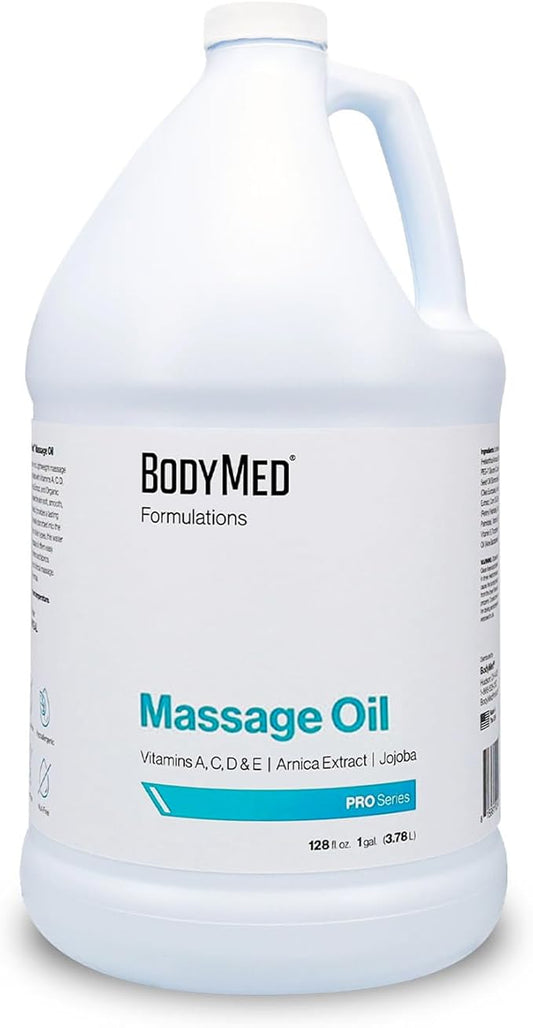 BodyMed Formulations Massage Oil, 1 gal. – Fragrance-Free, All-Natural Oil for Massage Therapy – Leaping Bunny Certified – with Arnica Extract & Jojoba – Non-Staining, & Paraben Free
