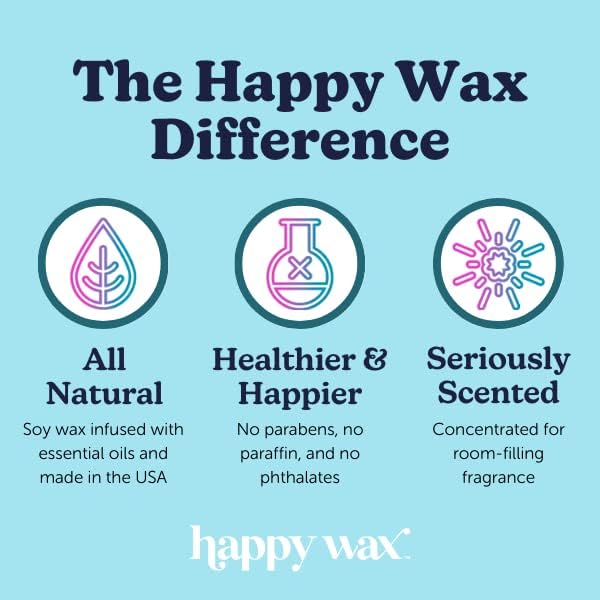 Happy Wax Fan Favorites Collection Scented Natural Soy Wax Melts – 6 Total Oz. of Scented Wax Melts, Collection Includes Lemon Verbena, Calming Lavender, and Vanilla Sandalwood