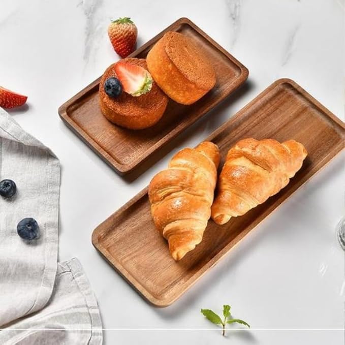 Bathroom Vanity Tray, Bathroom Tray for Counter, Toilet Tank Tray, Wood Bathroom Tray for Organizing and Home Decor (7.9 x 5.1 x 0.8 inch)