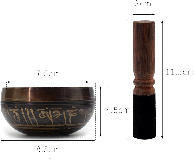 3.15 inch Tibetan Singing Bowl Set, Authentic Handmade Meditation Bowl Stress Relief Yoga Set with Striker & Cushion for Sound Therapy, Chakra Healing, Spiritual Gatherings