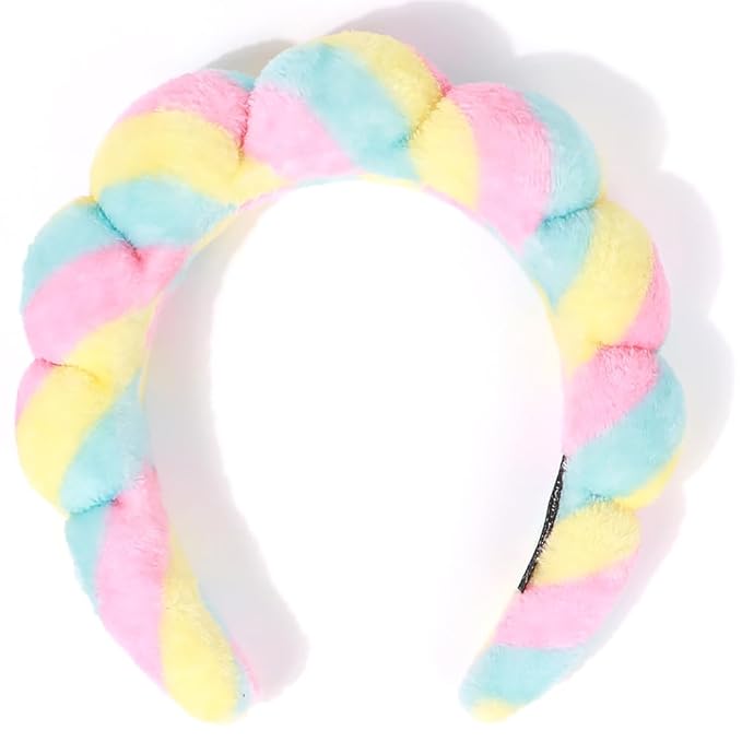 Spa Headbands for Washing Face or Makeup, Sponge Bubble Skincare Headbands, Puffy Terry Cloth Hairband for Women, Skin Care Makeup Headwear Hair Accessories for Girls