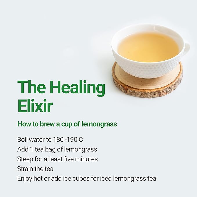 Premium Lemongrass Tea-75 Bags, Te De Limon, Natural Lemongrass Tea Bags, Non-GMO, Caffeine Free, Sugar Free. Perfect For Hot & IcedTea. By Akshit
