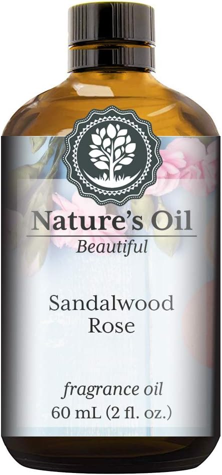 Sandalwood Rose Fragrance Oil (60ml) for Perfume, Diffusers, Soap Making, Candles, Lotion, Home Scents, Linen Spray, Bath Bombs, Slime