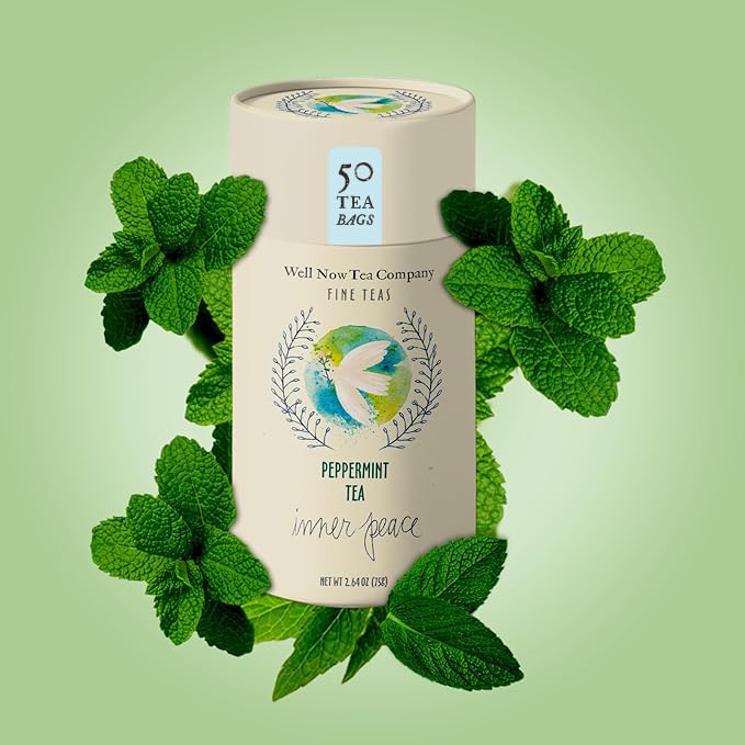 Life Plus Style Gourmet Well Now Herbal Peppermint Tea Natural Fine Teas Refreshing Organic Herbal Infusion Caffeine Free Non-GMO Digestive Comfort Relaxing Fresh Mint Flavor Wellness Tea For Women & Men 50 Tea Bags Pack of 1