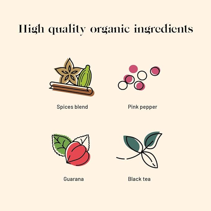 Kusmi Tea - Sweet Love - Organic Black Tea - Blend of Black Tea, Pink Pepper, Guarana and Spices - Smooth, Flavourful, Caffeinated Tea - Box of 20 Tea Bags