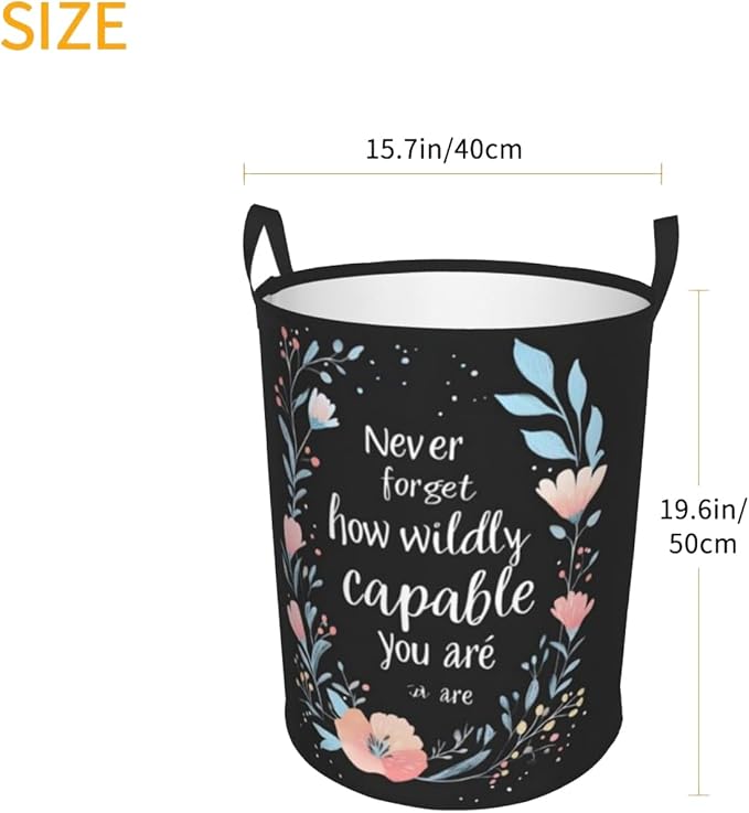 Laundry Basket Encourage Word Collapsible Large Capacity,63l Dirty Clothes Basket Durable Lightweight Hamper With Handles Ideal For Clothes,Toys Home Organization size19.6"L x 15.7"W