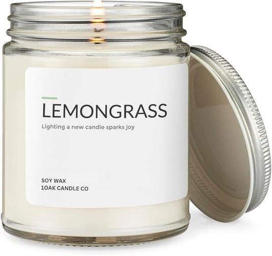 1OAK Soy Wax Scented Candles (Lemongrass) - Soy Candles for Home Scented - Long Burning Premium - Hand-Poured (7oz.)