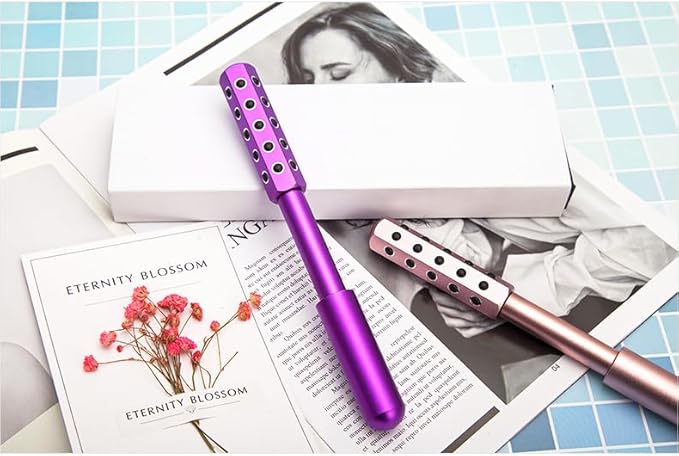 Beauty Massage Roller, Facial Massage Tool, 30 Germanium Stone Uplifting Face ,Uplifting Face Massager Roller (Purple)