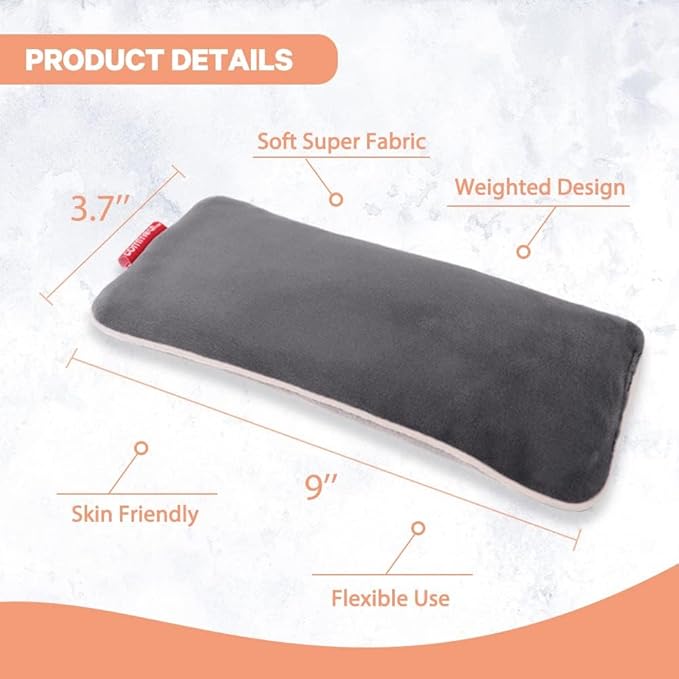 Unscented Weighted Eye Pillow for Yoga, Microwavable Moist Heat Eye Compress Mask with Washable Cover for Relaxation, Sleeping, Meditation, Yoga, Spa, Migraine Relief